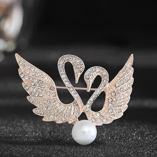 Swan Corsage แฟชั ่ นเกาหลี Pin Buckle Anti-glare เข ็ มกลัดวัสดุโลหะผสม