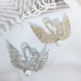 Swan Corsage แฟชั ่ นเกาหลี Pin Buckle Anti-glare เข ็ มกลัดวัสดุโลหะผสม