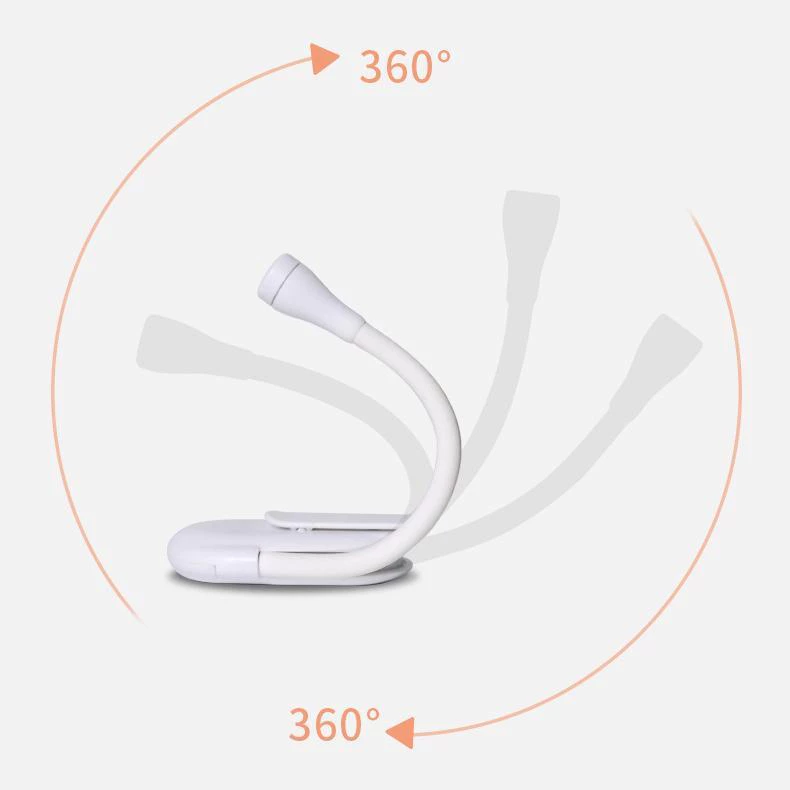 หนังสือถนอมสายตา LED ขนาดเล็กแบบชาร์จไฟได้คลิปไฟกลางคืน 360° ไฟอ่านหนังสือถนอมสายตาปรับระดับได้ thumbnail 9