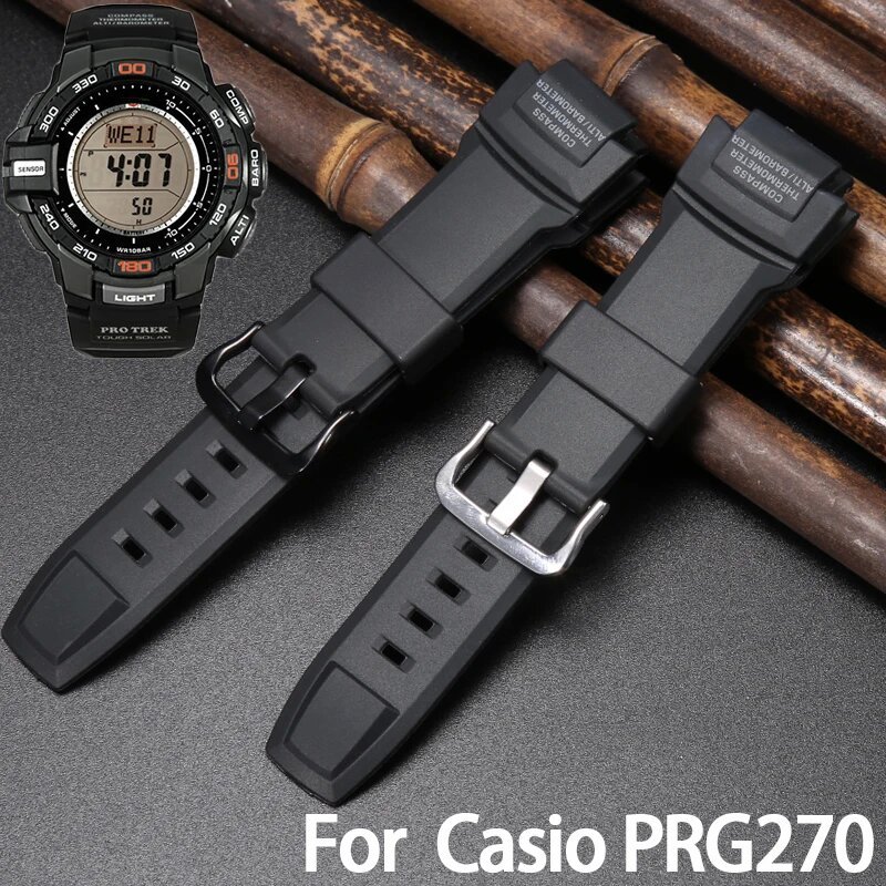 อุปกรณ์เสริมนาฬิกา เหมาะสําหรับ Casio Protrek PRG-270 PRG270 สายผู้ชายกีฬากันน้ําเรซิ่น Pin Buckle ส