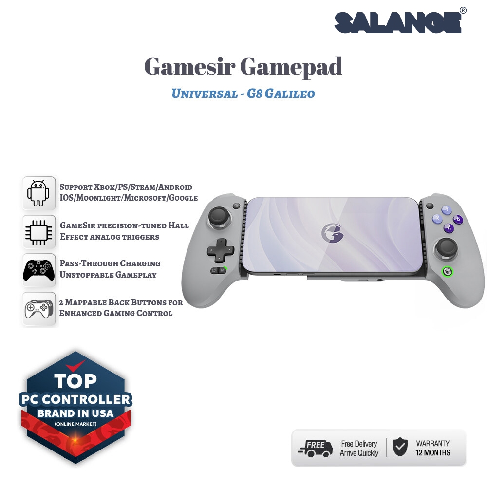 【Thailand Delivery】Salange GameSir G8 Galileo Type C เกมแพดตัวควบคุมโทรศัพท์มือถือพร้อม Hall Effect Stick สำหรับ iPhone 15 Android PS REMOTE Play Cloud เกม
