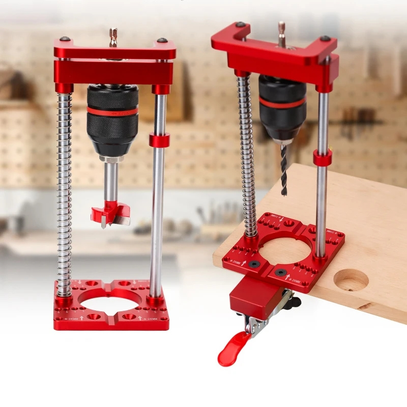 Handheld Electric Drill Bracket, Handheld Bench Drill Bracket Drilling Machine Woodworking 35mm Hinge Boring Jig Hole Punch Locator Tool
