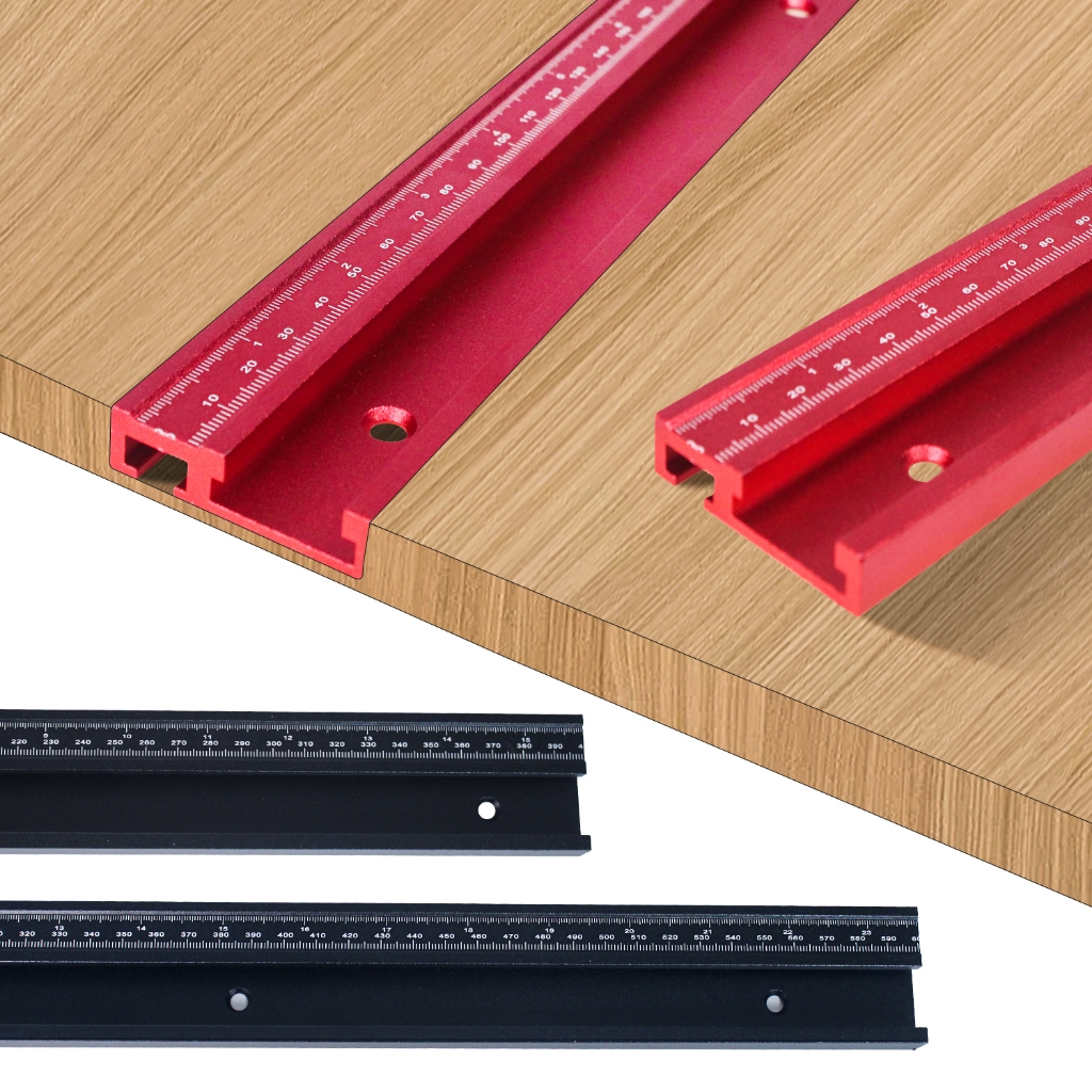 1Pc T-Track 45 Chute with mm/inch Scale Alloy Red T-tracks Slot Miter Track 40cm 60cm Woodworking Saw Table Workbench DIY Tools