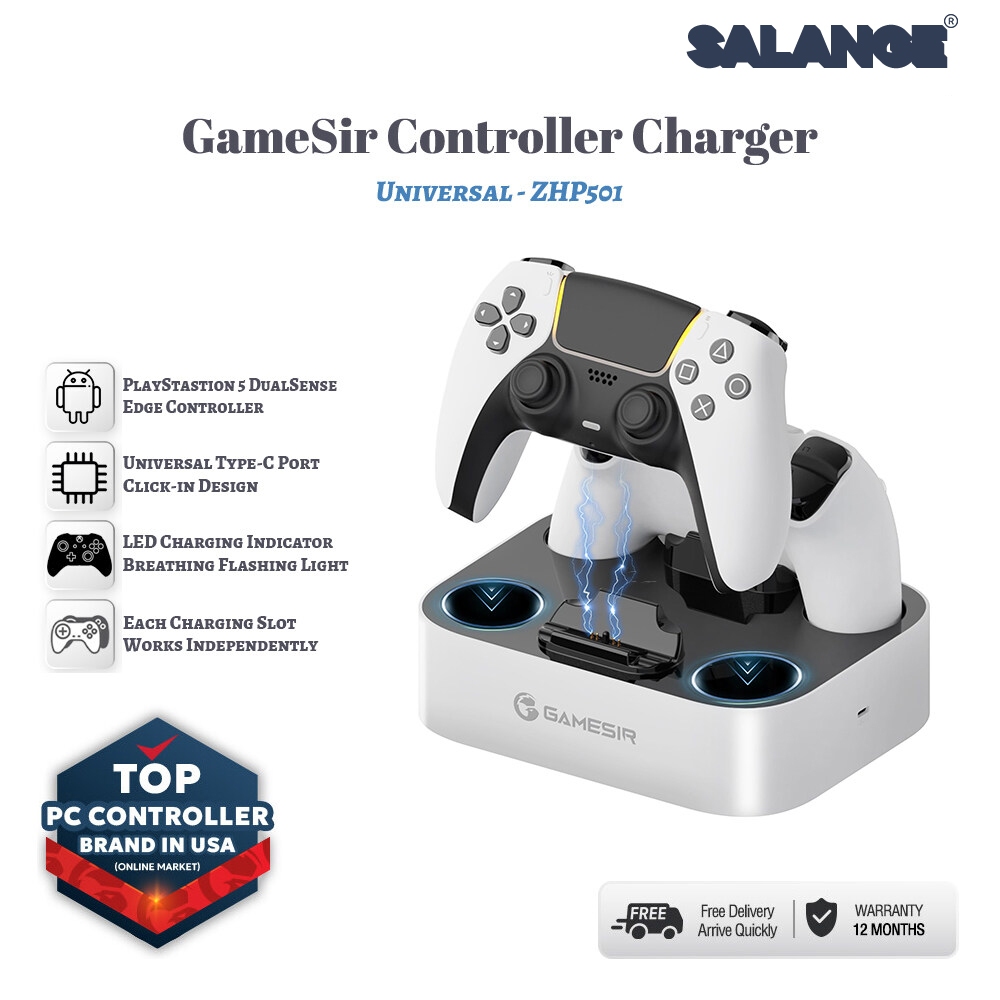 Salange GameSir เครื่องชาร์จคอนโทรลเลอร์คู่สำหรับ PlayStation 5 / PS5 DualSense / Edge แท่นชาร์จคอนโทรลเลอร์
