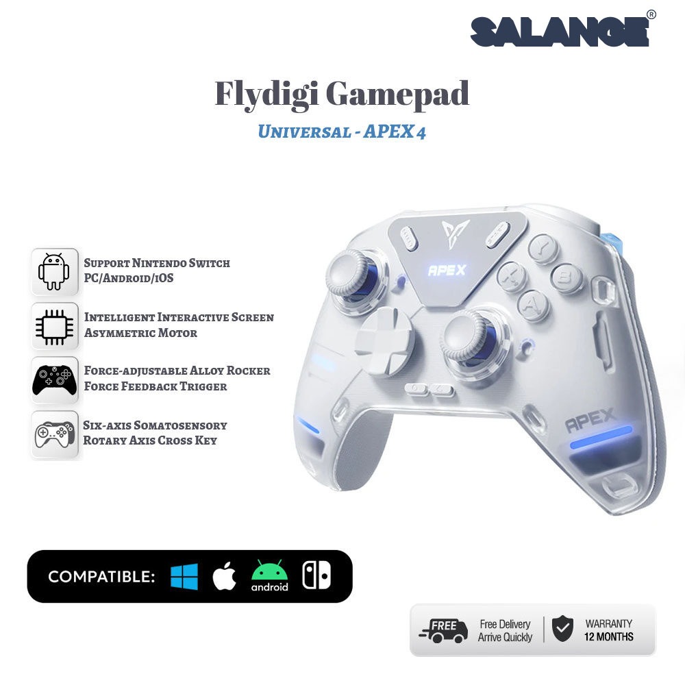 Salange Flydigi ต้นฉบับ APEX 4 เกมคอนโทรลเลอร์ไร้สายกองทัพอีลิทข้อเสนอแนะสิ่งกระตุ้นสนับสนุน PC/สวิทช์/โทรศัพท์มือถือ/กล่องทีวีเกมแพด 2024 ใหม่