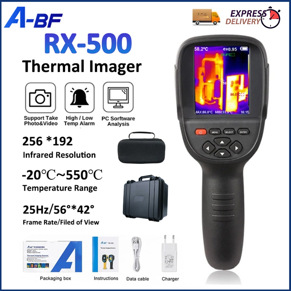 A-bf RX-500 เครื่องวัดอุณหภูมิความร้อนอินฟราเรด แบบมือถือ กล้องถ่ายภาพความร้อน USB เครื่องทดสอบ IR ท่อพื้น