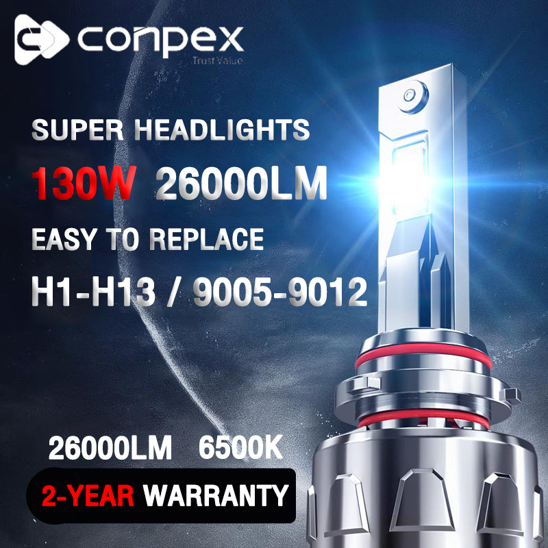 CONPEX M8 ไฟหน้ารถยนต์ LED 130W 26000LM แรงดันไฟฟ้า 9V-30V ปัจจุบัน 4A IP68 กันน้ำ Car headlights led หลอดไฟหน้ารถยนต์ หลอดไฟหน้า led h4 9005/9006/9007/9012/H1/H3/H4/H7/H11/H13 ไฟหน้ารถยนต์ led หลอดไฟ led รถยนต์ Novsight Philips Ultinon Pro