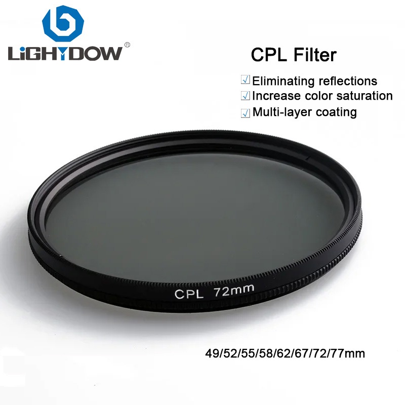 Lightdow CPL กล ้ องกรองกําจัดพื ้ นผิวน ้ ํา/เลนส ์ กล ้ องสะท ้ อนแสงกระจก 49/52/55/58/62/67/72/7777mm