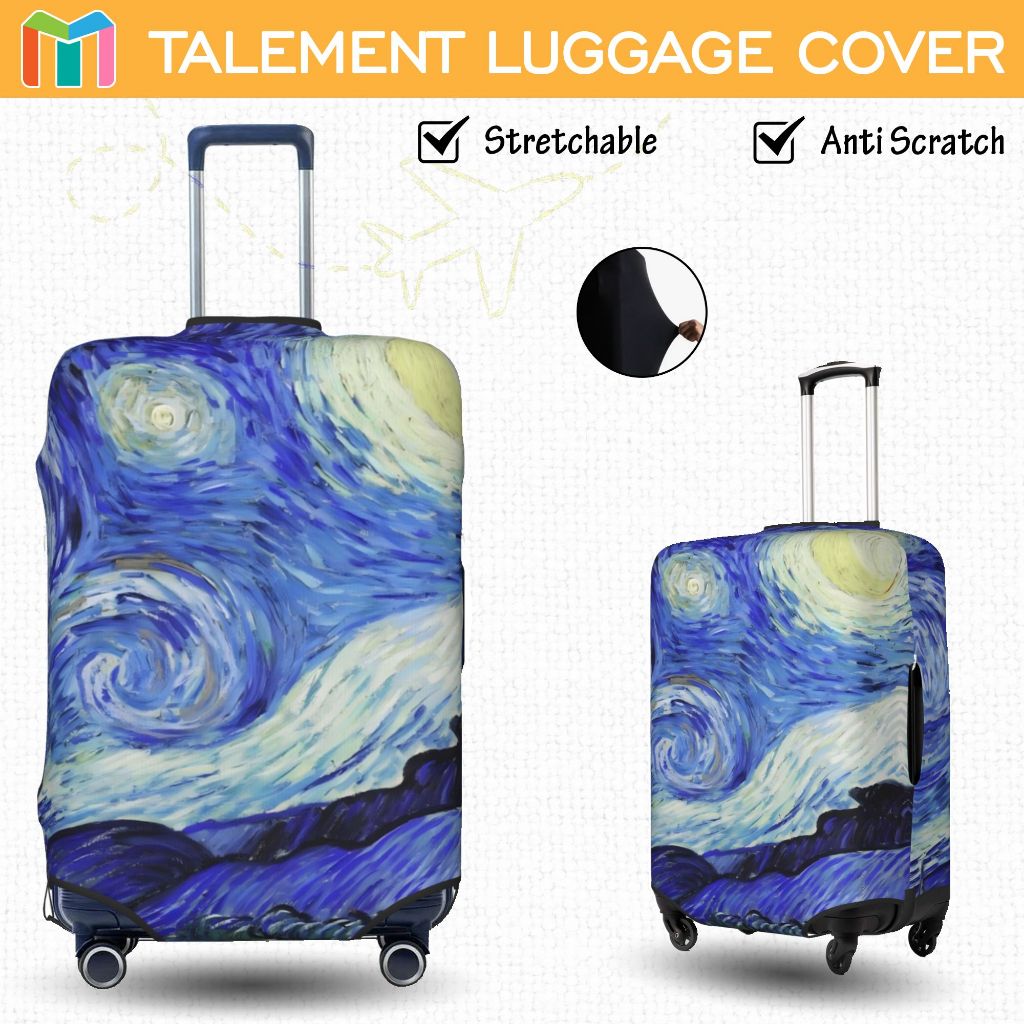 ผ้าคลุมกระเป๋าเดินทาง ภาพวาดสีน้ำมัน ผ้าสแปนเด็กซ์ แบบยืดหยุ่น ยืดหยุ่น Luggage Cover 18 20 22 24 26 28 30 32 นิ้ว