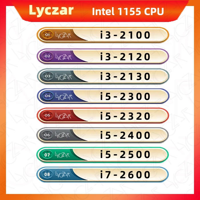Intel Core 2nd generation โปรเซสเซอร์ LGA 1155 Lyczar เดสก์ท็อป CPU i3 2100 2120 2130 i5 2300 2320 2