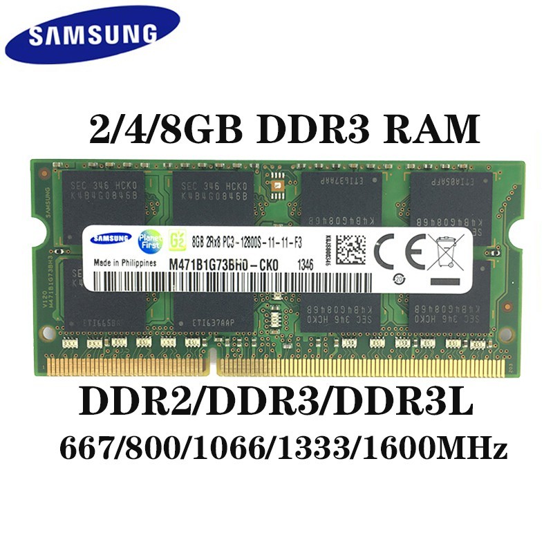 Samsung หน ่ วยความจําแล ็ ปท ็ อป RAM 1333MHZ 1600Mhz DDR3 2GB 4GB 667Mhz 800Mhz 8GB DDR3L 1333MHZ PC3-10600U 12800 8500 U-DIMM DDR3 1333MHZ หน ่ วยความจํา