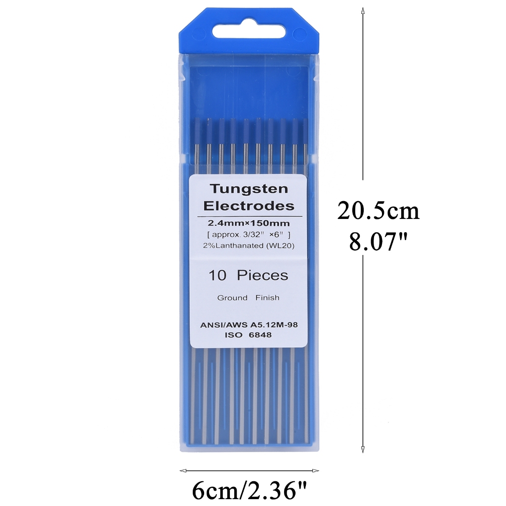 อิเล็กโทรดทังสเตน TIG 150 มม. 6 นิ้ว 1.0 1.6 2.4 3.2 มม. WL20 WT20 WC20 WL15 WZ8 WY20 WP WR 10 ชิ้น