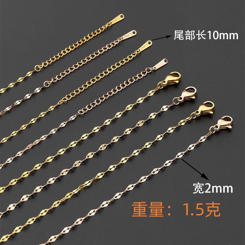Ht ไทเทเนียมเหล ็ กชุบ 18K Gold Colorfast สร ้ อยคอสแตนเลสบางโซ ่ กระดูกไหปลาร ้ าอุปกรณ ์ เสริม ราคา ถูกที่สุด ดีลบีเคเค แกลเลอรีภาพที่ 3