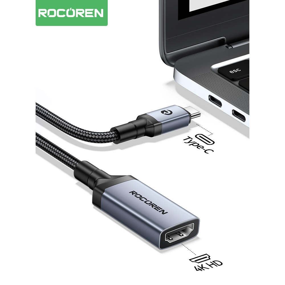 Rocoren ประเภท C ถึง HDMI 2.0 สาย 4K 30Hz ความเร ็ วสูง Type C USB C ถึง HDMI Converter สําหรับโทรศัพท ์ แล ็ ปท ็ อป