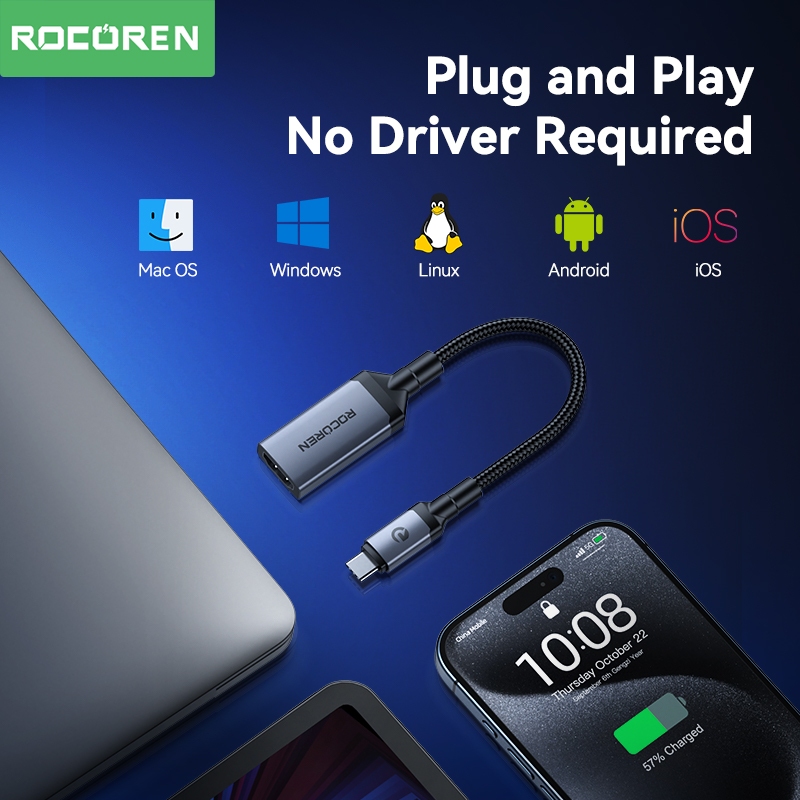 Rocoren ประเภท C ถึง HDMI 2.0 สาย 4K 30Hz ความเร ็ วสูง Type C USB C ถึง HDMI Converter สําหรับโทรศัพท ์ แล ็ ปท ็ อป