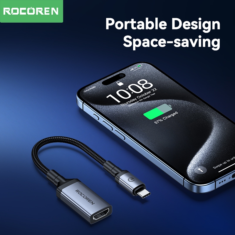 Rocoren ประเภท C ถึง HDMI 2.0 สาย 4K 30Hz ความเร ็ วสูง Type C USB C ถึง HDMI Converter สําหรับโทรศัพท ์ แล ็ ปท ็ อป