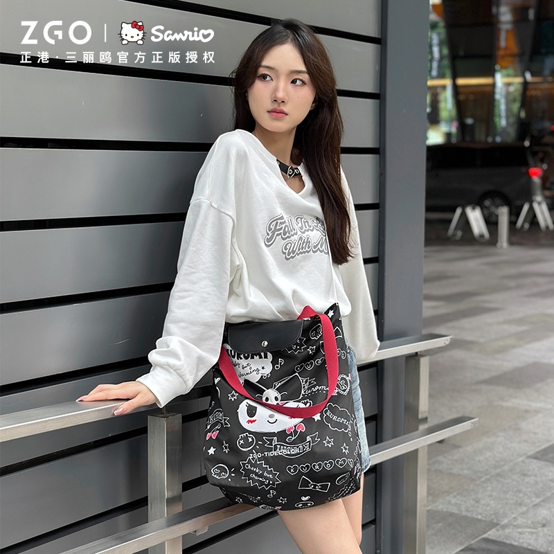 ZGO x Saniro Sanrio กระเป ๋ าสะพาย Kuromi แบรนด ์ ร ่ วมความจุขนาดใหญ ่ พิเศษกันน ้ ํา All-Match Str