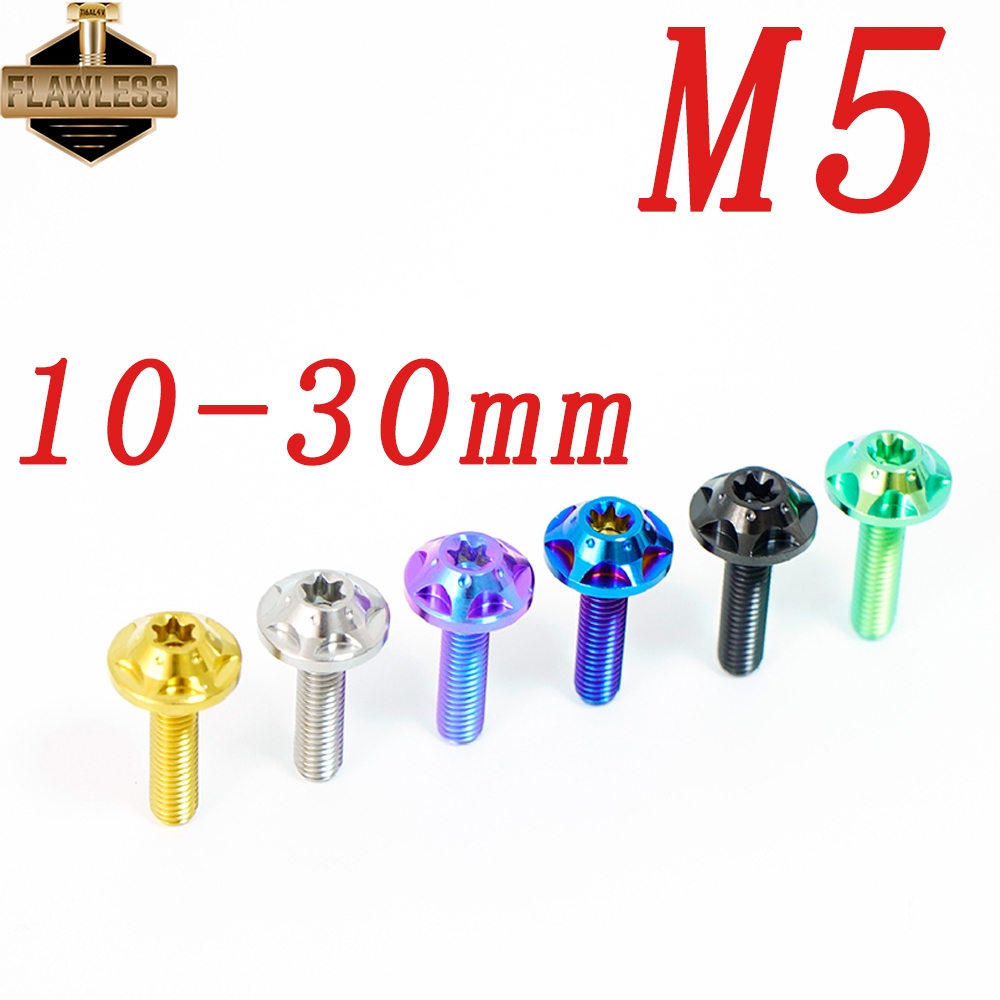 FLAWLESSTI M5X10-30 น๊อตชิวหน้า น๊อตยึดชิวหน้า น็อตยึดฝาครอบปลายท่อ น๊อตไททาเนียม เกรด5 Yamaha Xmax 300 Honda Forza 350 Giorno 125 PCX 160 Wave 125i