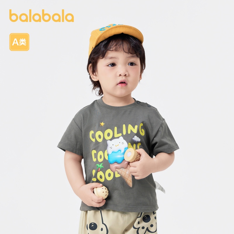 Balabala เสื้อผ้าเด็กทารกแรกเกิด Family Onesie สาว Ha เสื้อผ้า Crawling T เสื้อ 2024 เสื้อผ้าฤดูร้อนใหม่