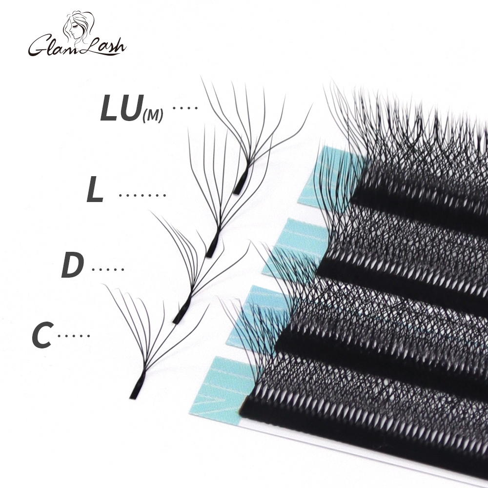 Glamlash 7D-W Shaped Eyelash Extension C/L/LU/M Premade Volume Fans Clover W Style Lashes False Mink Soft Easy Faning Natural – โปรปัง