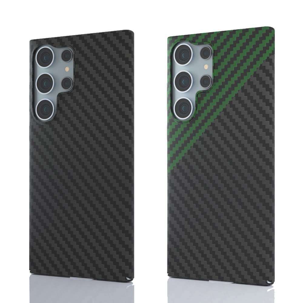 เคสแข ็ ง Samsung Galaxy S22 S23 S24 Ultra Plus Case Carbon Fiber Texture Cover Phone Shell พร ้ อมเลนส ์ ป ้ องกัน