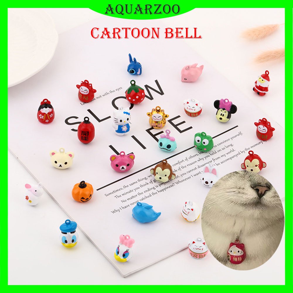 Aquarzoo 15-21 มม.ปลอกคอแมวการ ์ ตูน ตุ ๊ กตา Bell สัตว ์ เลี ้ ยง Bell สุนัข Cat Collar Bell Locang Kucing Key Chain