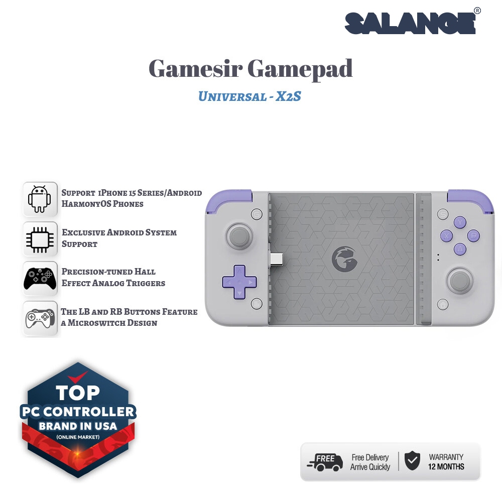 Salange GameSir X2s โทรศัพท์มือถือเกมแพดตัวควบคุมเกมสำหรับเกมคลาวด์เกม Xbox ผ่าน STADIA xCloud, จอยส