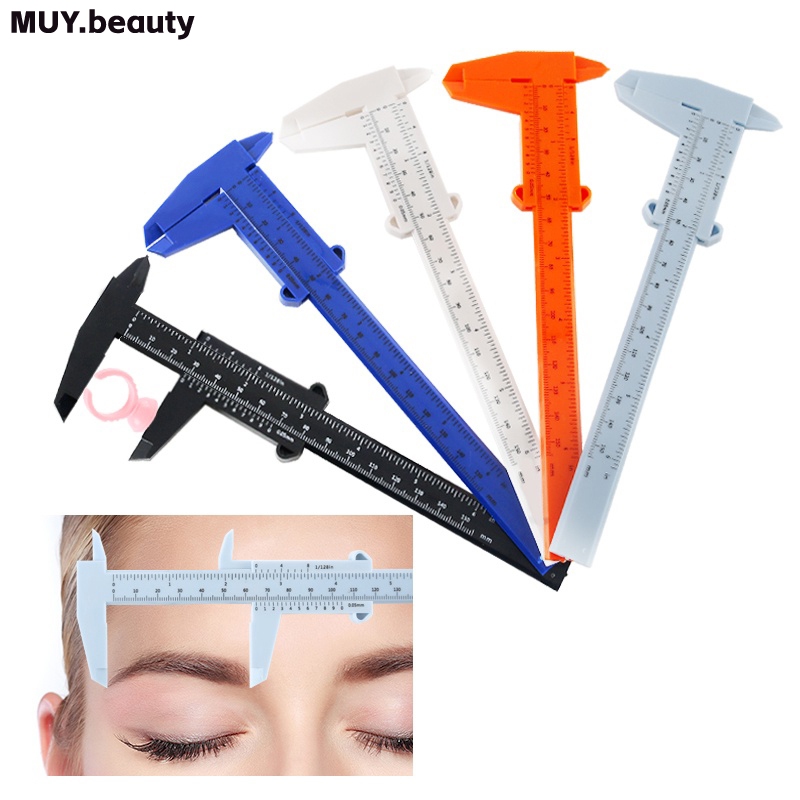 150 มม.พลาสติกแบบพกพาสําหรับคิ ้ วแต ่ งหน ้ าวัด Vernier Caliper ถาวร Tattoo อุปกรณ ์ เสริมไม ้ บรรทัดเครื ่ องมือวัด