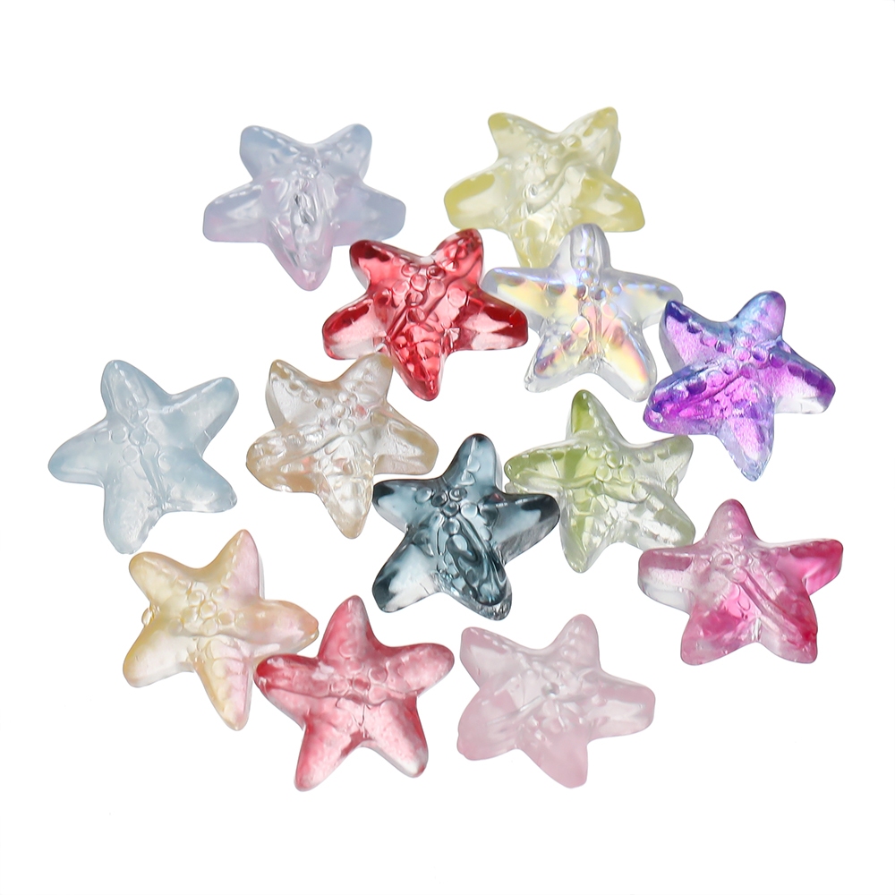 St. kunkka 10 ชิ้นปลาดาวลูกปัดที่มีสีสันโปร่งใสปลาดาวลูกปัดสําหรับ DIY การออกแบบเครื่องประดับประดับด้วยลูกปัด