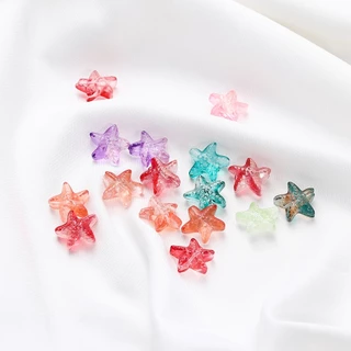 St. kunkka 10 ชิ้นปลาดาวลูกปัดที่มีสีสันโปร่งใสปลาดาวลูกปัดสําหรับ DIY การออกแบบเครื่องประดับประดับด้วยลูกปัด