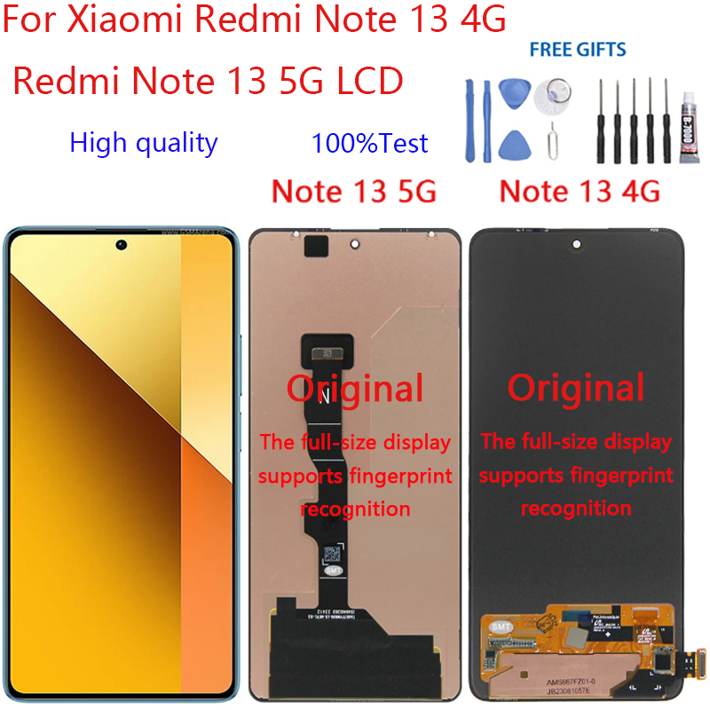 สําหรับ Xiaomi Redmi Note 13 4G โทรศัพท ์ มือถือ 23129RAA4G, 23124RA7EO/Redmi Note 13 5G โทรศัพท ์ มือถือ 2312DRAABG 🏠 จอแสดงผล LCD หน ้ าจอสัมผัส Digitizer Assembly หน ้ าจอสัมผัสและเต ็ มรูปแบบพร ้ อมกรอบ