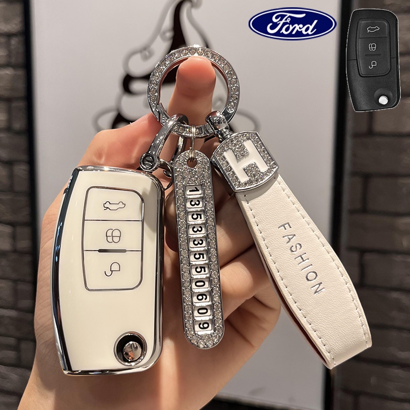 Ford Fiesta/Focus 2008-2011/Ecosport Remote ฝาครอบกุญแจรถพวงกุญแจที ่ ใส ่ กุญแจป ้ ายทะเบียนสูญหาย