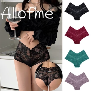 Allofme กางเกงชั้นใน วีเอว ลูกไม้ เซ็กซี่ นุ่ม และระบายอากาศ สําหรับผู้หญิง