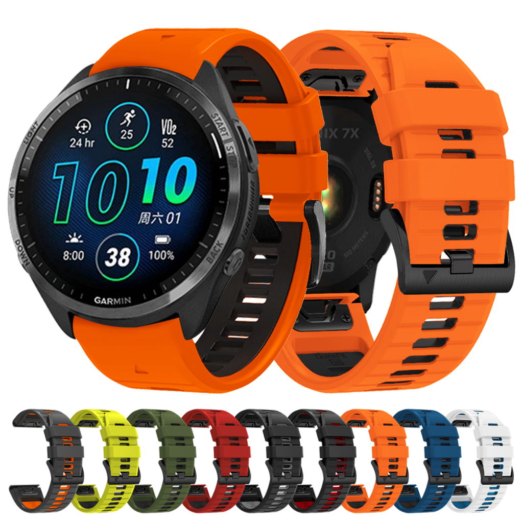 สําหรับ Garmin Forerunner 965 955 945 935 Fenix 7X 6X Pro 7X 6X 5X Plus/GPS Fenix 7 6 Pro 7 6 5Plus 26MM 22MM กีฬา WatchBand ซิลิโคน SmartWatch Band Quick Release WatchStrap