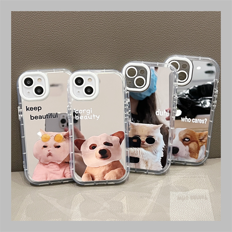 สําหรับ Vivo กรณี V30 V30PRO V29 5G V27 5G V27E V23 5G V23E V21 5G V20Pro V25Pro T1 5G Y36 5G/Y27 5G Y16 4G Y77 5G กระจกพัฟลูกแมวลูกสุนัข anti-drop และกันกระแทก