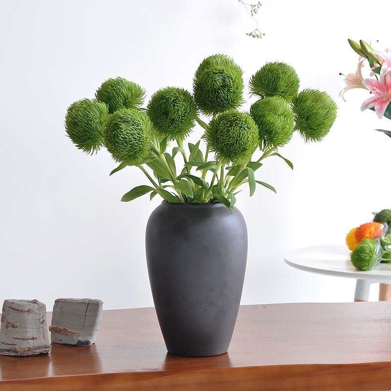 จําลองลูกผมสีเขียว Dianthus ชุดนุ่ม Modern Home โรงแรม ดอกปลอม จัดแต่ง