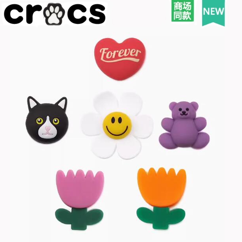 Crocs สไตล์ใหม่ crocs รองเท้าดอกไม้อุปกรณ์เสริมหัวเข็มขัดรองเท้า crocs Zhibixing อุปกรณ์เสริมตกแต่งสามมิติดอกทานตะวัน Four-Leaf Clover Cherry Big Bear Bee ดอกไม้หยิบสาม