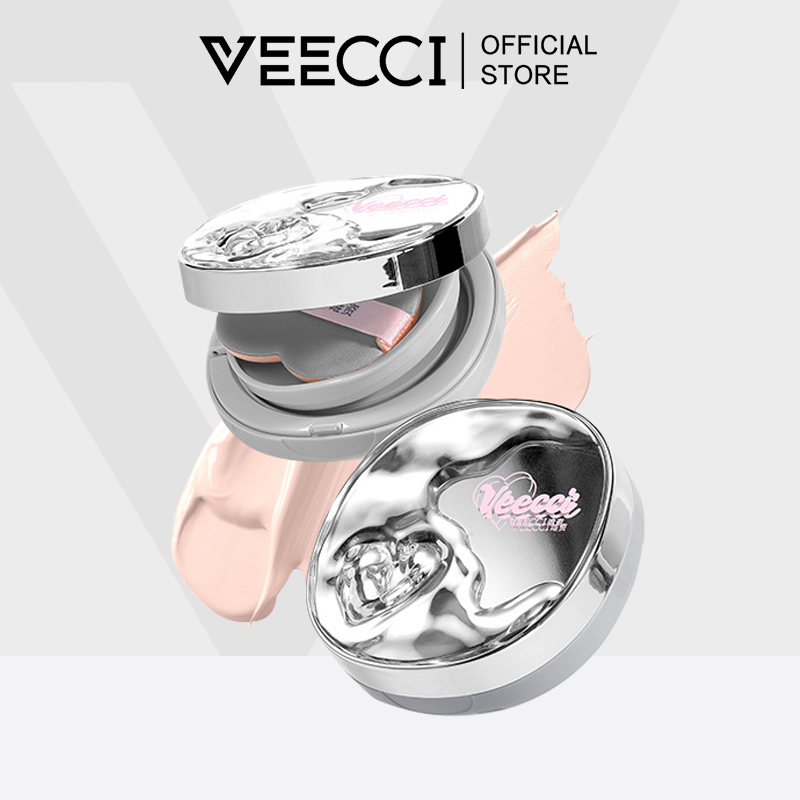 VEECCI บีบีครีม คุชชั่น เรียบ ผิว คุมมัน กับ พัฟแต่งหน้า ติดทน12 ชม ธรรมชาติ แบบพกพา คูชั่น 10g