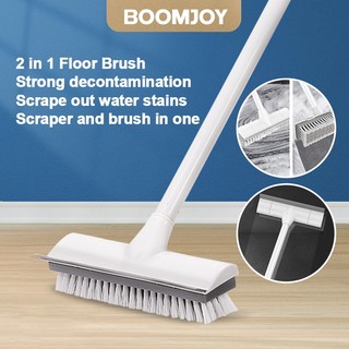 BOOMJOY Long Handle Bathtub Clean Floor Scrub Brush，Adjustable Stainless Metal Handle, Scrubber with Stiff Bristles