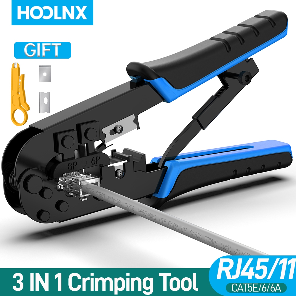 Hoolnx RJ45 Crimper RJ11 RJ45 Crimping Tool Ethernet เครือข่ายสาย LAN Crimper เครื่องตัด Stripper Plier สําหรับ 6P 8P RJ11/RJ12/RJ45