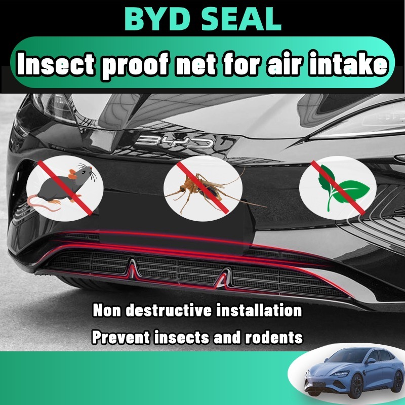 Byd seal accessories ตาข่ายกันแมลง ชุดแต่ง ฝาครอบป้องกันช่องอากาศเข้า ฝาครอบป้องกันฝุ่น ติดตั้งแบบไม่ทำลาย สีดำด้าน คาร์บอนไฟเบอร์ เปียโนแบล็ก