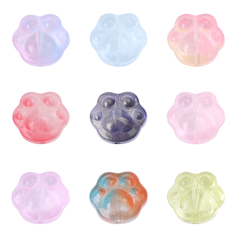 15 * 14 มม . 20 ชิ ้ น/bag แก ้ วสีการปิดกั ้ น Mini Bear Paw อุปกรณ ์ ตกแต ่ งสําหรับ DIY เครื ่ องประดับตกแต ่ ง