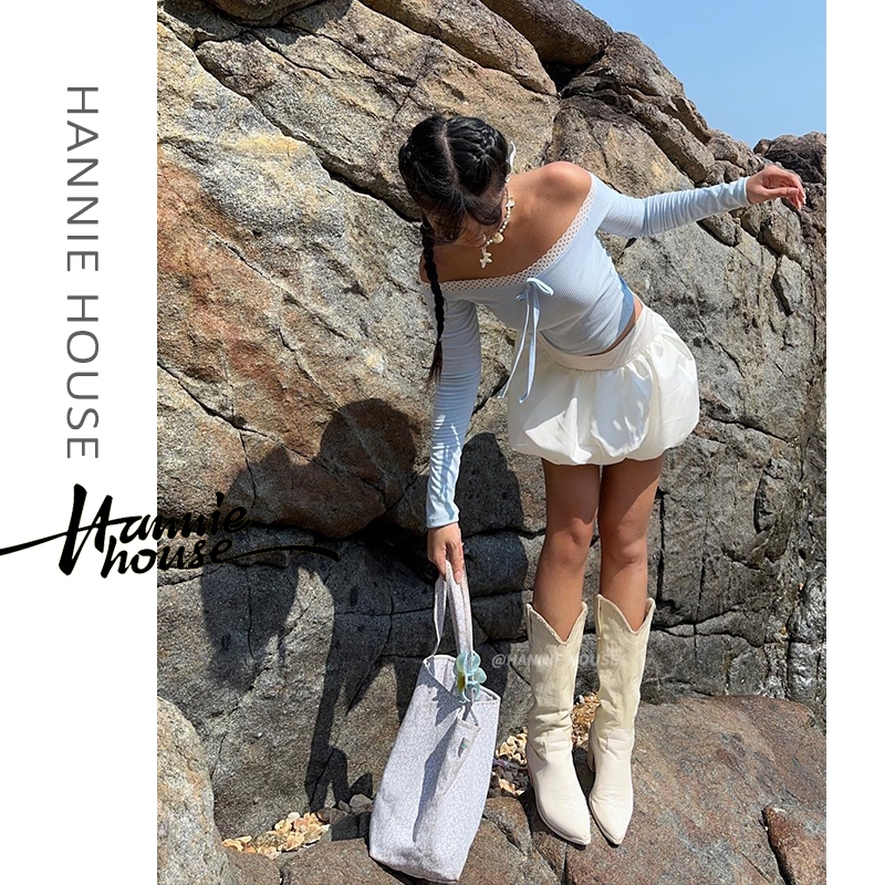 Hannie- กระโปรงสั้น เอวสูง สําหรับผู้หญิง