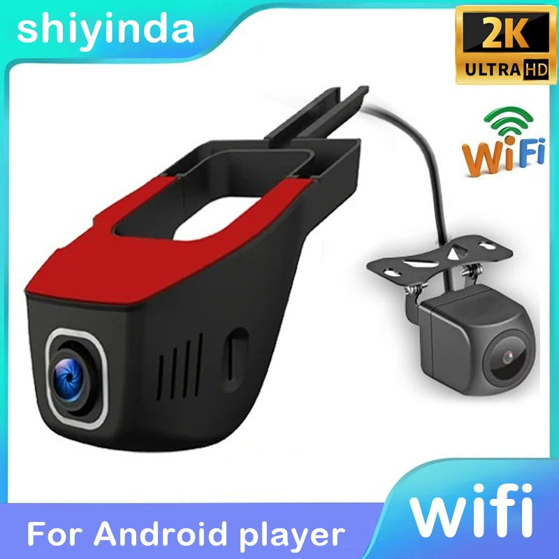 กล้องบันทึกวิดีโอ ADAS Dashcam เลนส์คู่ Wifi 2K สําหรับ Android มัลติมีเดีย สีดํา