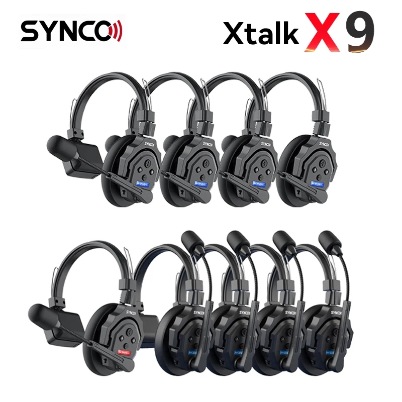 Synco XTalk X5 X6 X7 X8 X9 2.4GHz ระบบอินเตอร ์ คอมไร ้ สายชุดหูฟังระยะไกลไมโครโฟนไร ้ สายขยายการสื ่ อสารทีมระยะทาง 700M