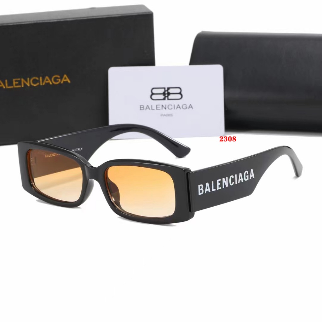 Balenciaga สไตล์ใหม่ y2k แว่นกันแดดอินเทรนด์เฉพาะแฟชั่นกรอบแคบแว่นกันแดดลําลอง 2308LK