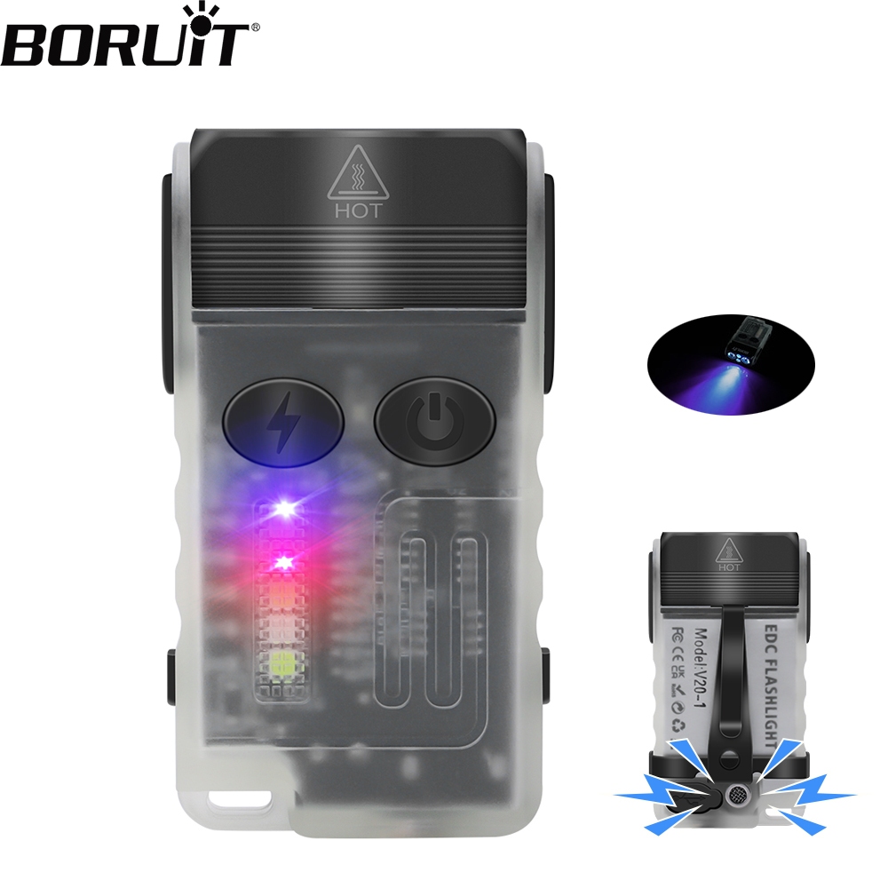 Boruit V20 อัพเกรดพวงกุญแจ EDC LED ไฟฉายหัวหมุนได ้ Type-C ไฟฉายแม ่ เหล ็ กแบบชาร ์ จไฟได ้