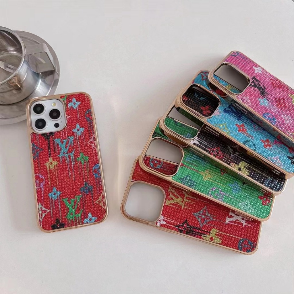 LV หรูหราชุบเคสใสเข้ากันได้สําหรับiPhone 15 14 13 12 11 Pro Max 15 Plusเลนส์เคสกันกระแทกกันชนปกอ่อนL