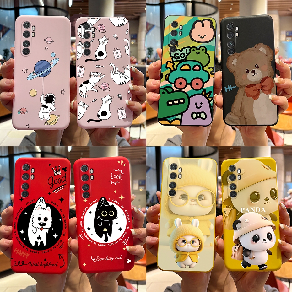 Xiaomi mi Note 10 Lite เคสโทรศัพท ์ น ่ ารัก Panda รูปแบบ Jelly Soft ซิลิโคน Matte สําหรับ Xiaomi mi Note10 Lite ปลอก 6.47'