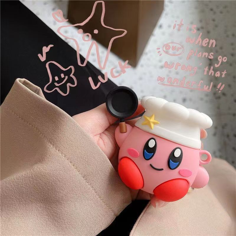 การ์ตูน Kirby 3D Soft Silicone Protective Casing, เคสกันกระแทก, เข้ากันได้กับ Apple AirPods 1 2 Pro 3 Pro2
